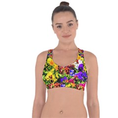 Viola Tricolor Flowers Cross String Back Sports Bra by FunnyCow