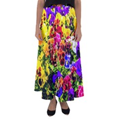 Viola Tricolor Flowers Flared Maxi Skirt by FunnyCow