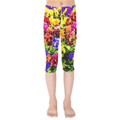 Viola Tricolor Flowers Kids  Capri Leggings  by FunnyCow