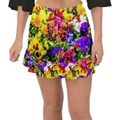 Viola Tricolor Flowers Fishtail Mini Chiffon Skirt by FunnyCow