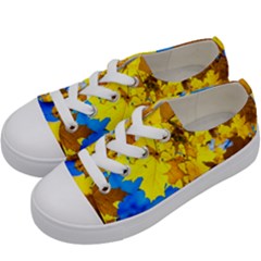 Yellow Maple Leaves Kids  Low Top Canvas Sneakers by FunnyCow