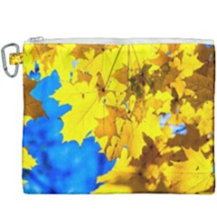 Yellow Maple Leaves Canvas Cosmetic Bag (xxxl) by FunnyCow