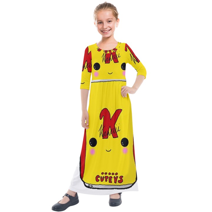 Kawaii cute Tennants Lager Can Kids  Quarter Sleeve Maxi Dress