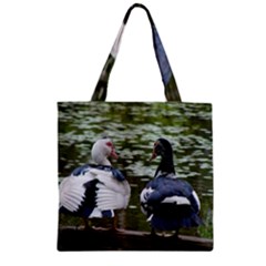Muscovy Ducks At The Pond Zipper Grocery Tote Bag by IIPhotographyAndDesigns