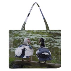 Muscovy Ducks At The Pond Zipper Medium Tote Bag by IIPhotographyAndDesigns