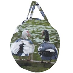 Muscovy Ducks At The Pond Giant Round Zipper Tote by IIPhotographyAndDesigns