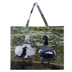 Muscovy Ducks At The Pond Zipper Large Tote Bag by IIPhotographyAndDesigns