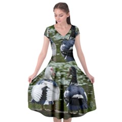 Muscovy Ducks At The Pond Cap Sleeve Wrap Front Dress by IIPhotographyAndDesigns