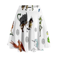 Dundgeon And Dragons Dice And Creatures High Waist Skirt by IIPhotographyAndDesigns