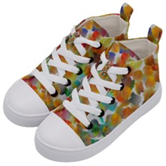 Colorful Paint Brushes On A White Background                                Kid s Mid-top Canvas Sneakers by LalyLauraFLM