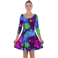 Paint Spots Texture                                        Quarter Sleeve Skater Dress