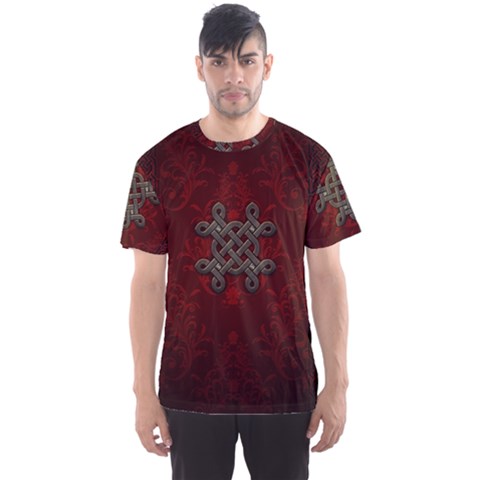 Decorative Celtic Knot On Dark Vintage Background Men s Sports Mesh Tee by FantasyWorld7