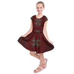 Decorative Celtic Knot On Dark Vintage Background Kids  Short Sleeve Dress by FantasyWorld7