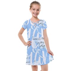 Love Script Blue Kids  Cross Web Dress