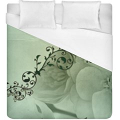 Elegant, Decorative Floral Design In Soft Green Colors Duvet Cover (king Size) by FantasyWorld7