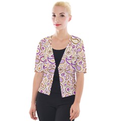 Damascus Image Purple Background Cropped Button Cardigan by flipstylezfashionsLLC