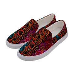 Retro multi colors pattern Created by FlipStylez Designs Women s Canvas Slip Ons