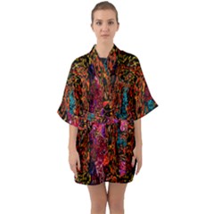 Retro multi colors pattern Created by FlipStylez Designs Quarter Sleeve Kimono Robe