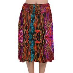 Retro multi colors pattern Created by FlipStylez Designs Velvet Flared Midi Skirt