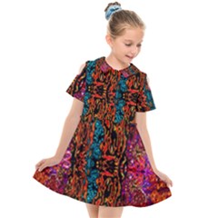 Retro multi colors pattern Created by FlipStylez Designs Kids  Short Sleeve Shirt Dress