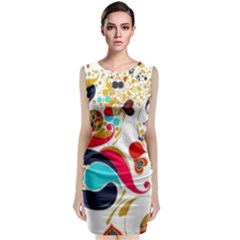 Retro Colorful Colors Splashes Sleeveless Velvet Midi Dress