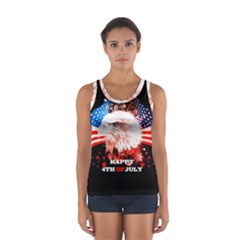 Independence Day, Eagle With Usa Flag Sport Tank Top  by FantasyWorld7