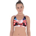 Independence Day, Eagle With Usa Flag Cross String Back Sports Bra View1