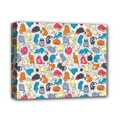 Funny Cute Colorful Cats Pattern Deluxe Canvas 14  X 11 