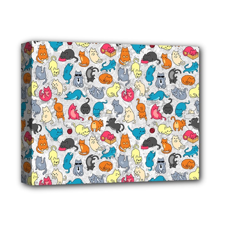 Funny Cute Colorful Cats Pattern Deluxe Canvas 14  x 11 