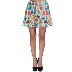 Funny Cute Colorful Cats Pattern Skater Skirt by EDDArt