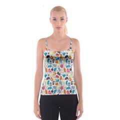 Funny Cute Colorful Cats Pattern Spaghetti Strap Top by EDDArt