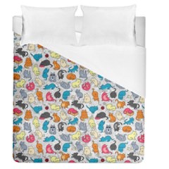 Funny Cute Colorful Cats Pattern Duvet Cover (queen Size) by EDDArt