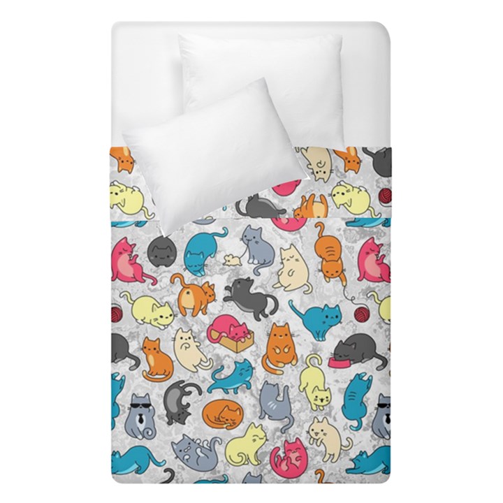 Funny Cute Colorful Cats Pattern Duvet Cover Double Side (Single Size)