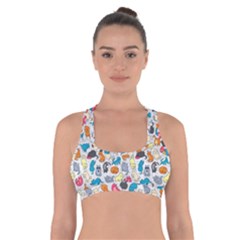 Funny Cute Colorful Cats Pattern Cross Back Sports Bra by EDDArt