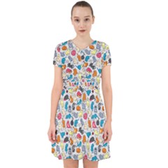 Funny Cute Colorful Cats Pattern Adorable In Chiffon Dress by EDDArt