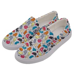 Funny Cute Colorful Cats Pattern Men s Canvas Slip Ons by EDDArt