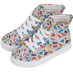 Funny Cute Colorful Cats Pattern Kid s Hi-top Skate Sneakers by EDDArt
