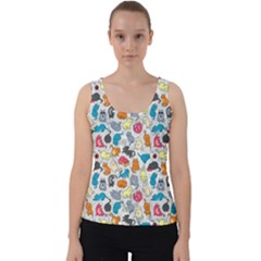 Funny Cute Colorful Cats Pattern Velvet Tank Top by EDDArt