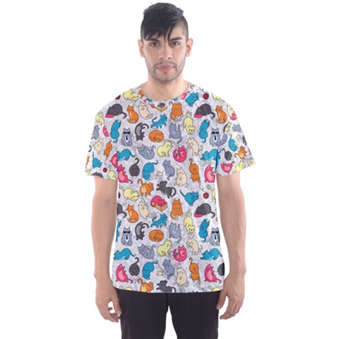 Funny Cute Colorful Cats Pattern Men s Sports Mesh Tee by EDDArt