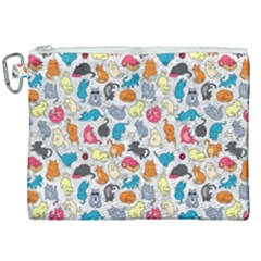 Funny Cute Colorful Cats Pattern Canvas Cosmetic Bag (xxl) by EDDArt