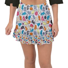 Funny Cute Colorful Cats Pattern Fishtail Mini Chiffon Skirt by EDDArt