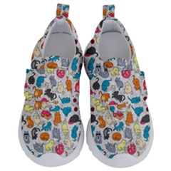 Funny Cute Colorful Cats Pattern Velcro Strap Shoes