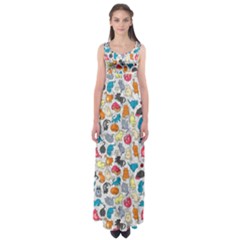 Funny Cute Colorful Cats Pattern Empire Waist Maxi Dress