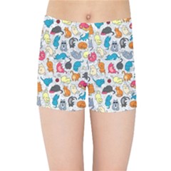 Funny Cute Colorful Cats Pattern Kids Sports Shorts by EDDArt