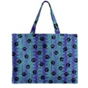 Footprints Cat Black On Batik Pattern Teal Violet Zipper Mini Tote Bag View2