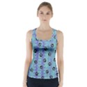 Footprints Cat Black On Batik Pattern Teal Violet Racer Back Sports Top View1