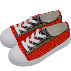 Creative Red And Black Geometric Design  Kids  Low Top Canvas Sneakers by flipstylezfashionsLLC