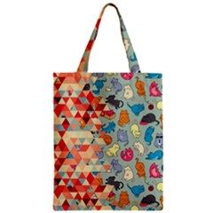 Hipster Triangles And Funny Cats Cut Pattern Classic Tote Bag by EDDArt