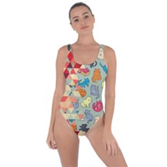 Hipster Triangles And Funny Cats Cut Pattern Bring Sexy Back Swimsuit by EDDArt