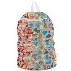 Hipster Triangles And Funny Cats Cut Pattern Foldable Lightweight Backpack by EDDArt